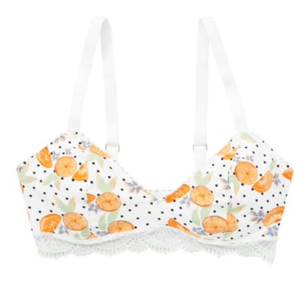Free People Mari Orange Print Bralette Ivory - Picture 3 of 14